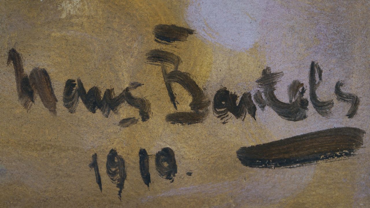 Hans von Bartels signaturen Moeder en kind op schelpenkar te Katwijk