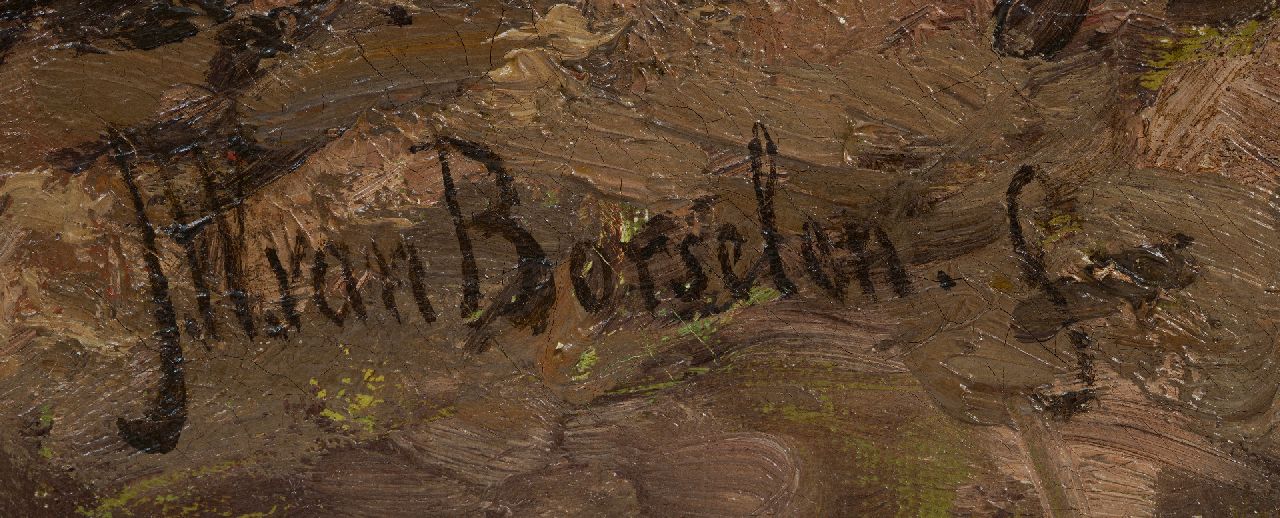 Jan Willem van Borselen signaturen Landvolk en koeien bij een boerderij