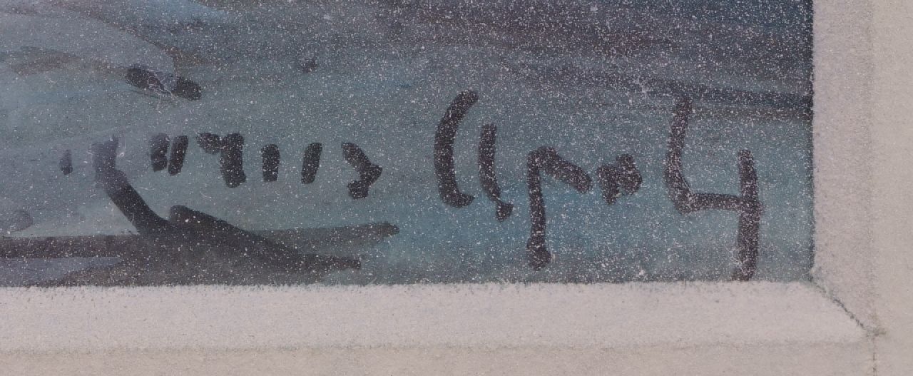 Louis Apol signaturen Binnenvarend schip in de haven van Veere