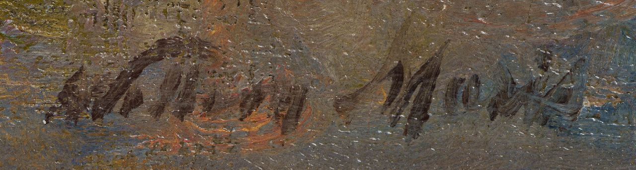 Willem Maris signaturen Drinkende koeien in een polderlandschap