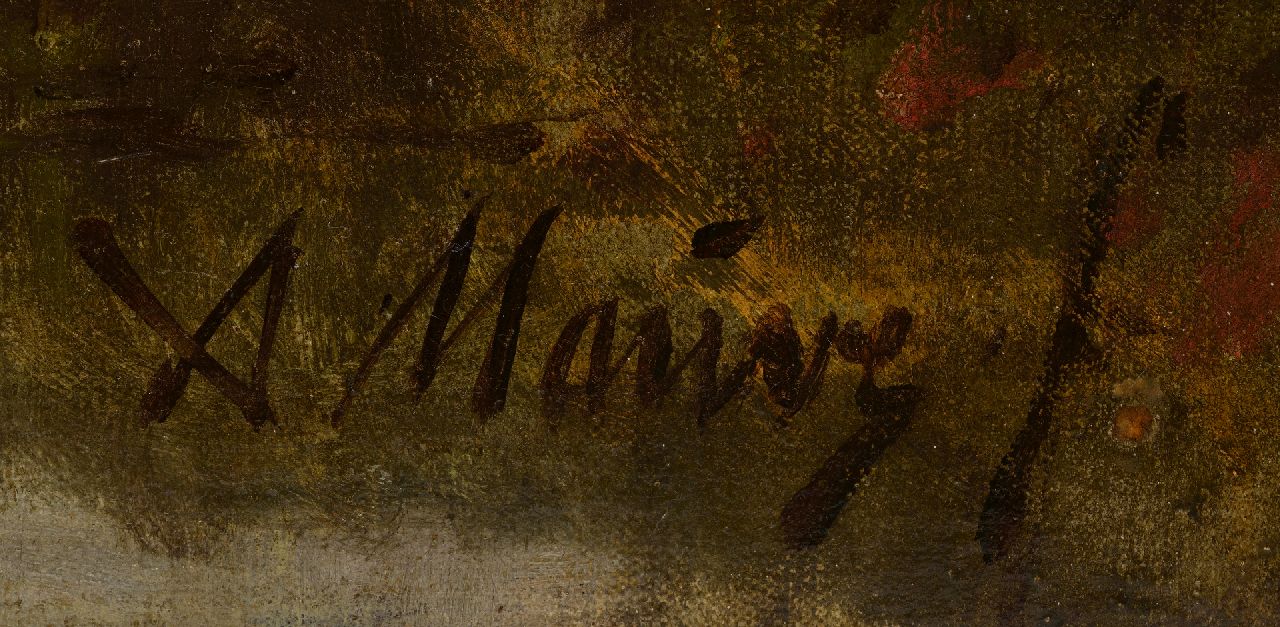 Anton Mauve signaturen Drinkend vee bij de rivier
