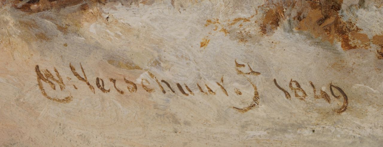 Wouterus Verschuur signaturen Voermannen met mallejan in een winterlandschap