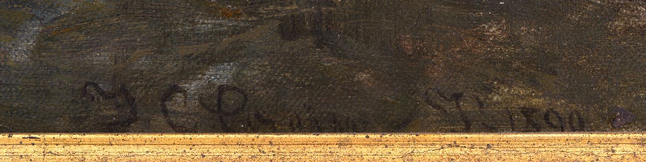 Coen Greive signaturen Afgemeerde werkschepen voor de Amsterdamse Haarlemmersluis bij de Ronde Lutherse Kerk