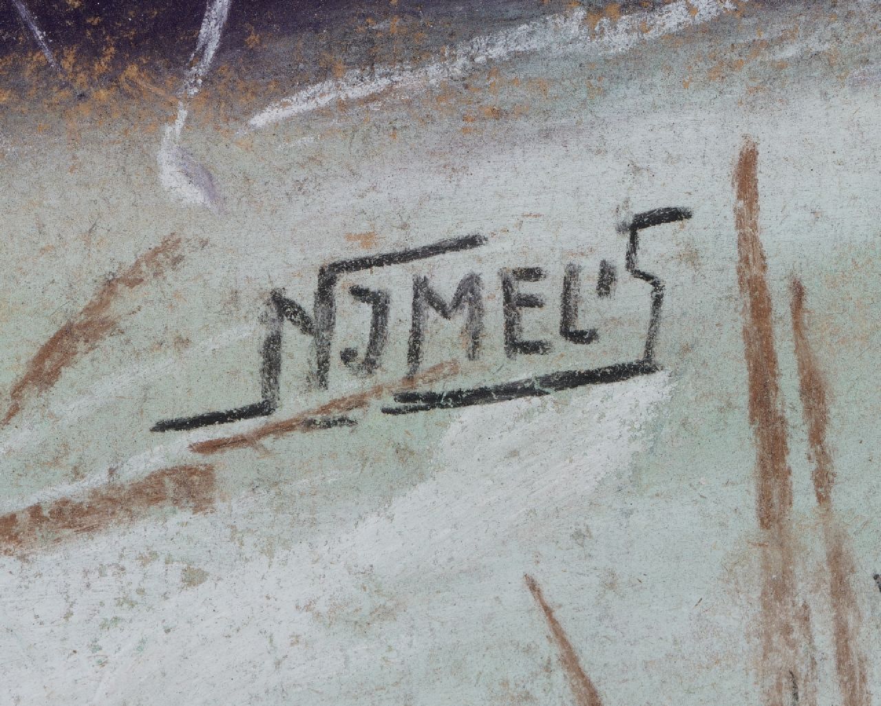Nicolaas Jan Melis signaturen Patrijzen in een sneeuwlandschap