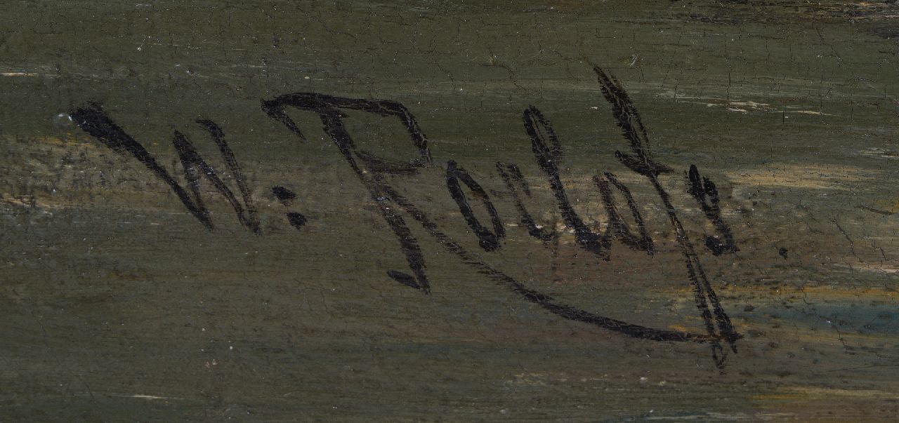 Willem Roelofs signaturen Rivierlandschap met drinkende koeien