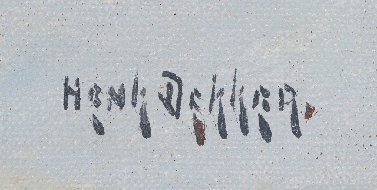 Henk Dekker signaturen Rivieroever in de herfst