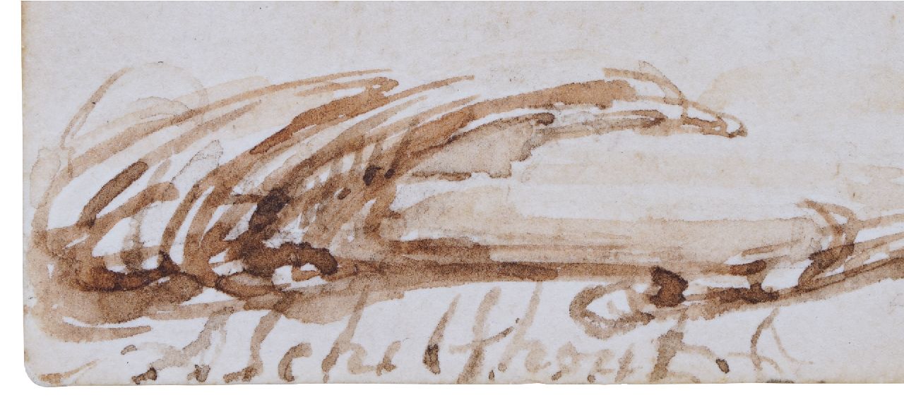 Andreas Schelfhout signaturen Vissers en bomschuiten op het strand