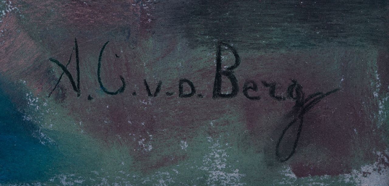 Ans van den Berg signaturen Blauw schaaltje met rozen
