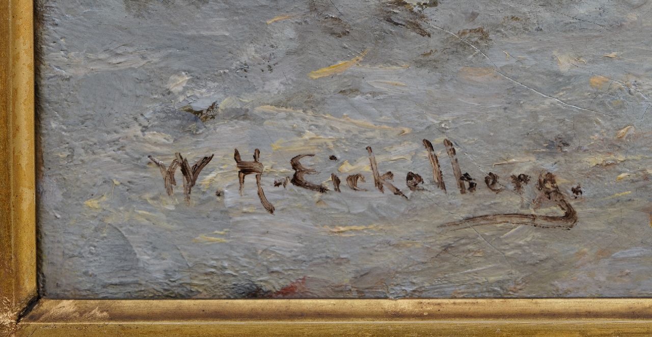 Willem Hendrik Eickelberg signaturen Een besneeuwde bosweg
