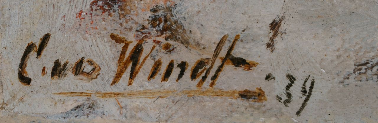 Chris van der Windt signaturen Boerderij in de sneeuw