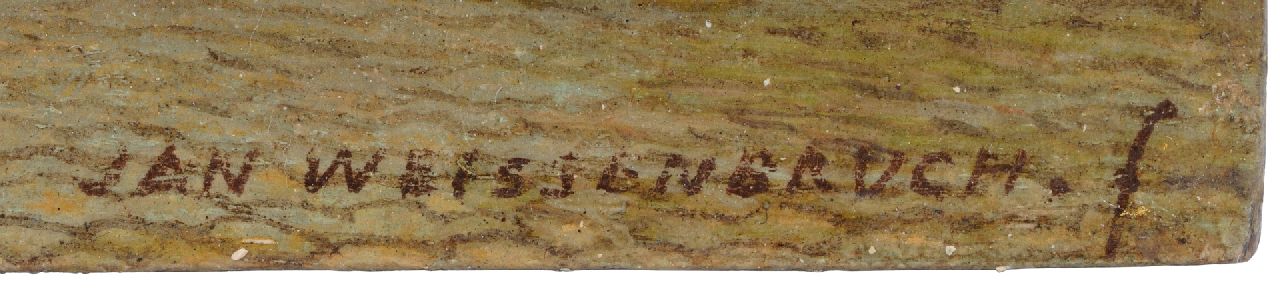 Jan Weissenbruch signaturen Wandelende figuren in een zonnig stadje
