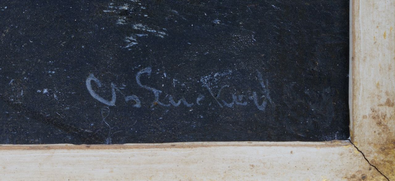Charles Leickert signaturen Schaatsvertier bij het tolhek bij Oegstgeest, beter bekend als het Leidsche Hek (uitsluitend met zomers pendant)