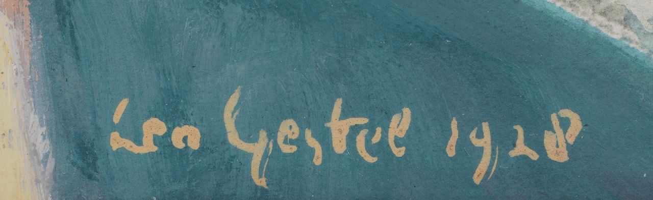 Leo Gestel signaturen Man en vrouw met op de achtergrond een ruiter