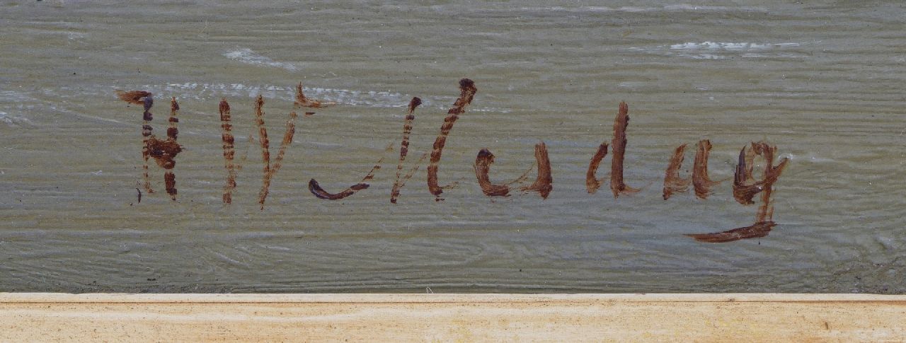 Hendrik Willem Mesdag signaturen Bomschuiten op kalme zee