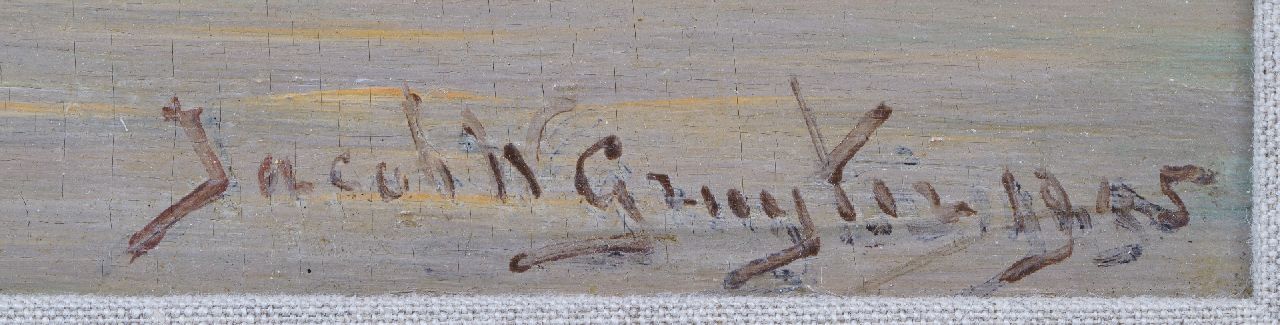 Jacob Willem Gruijter signaturen Schepen op kalme zee bij zonsondergang