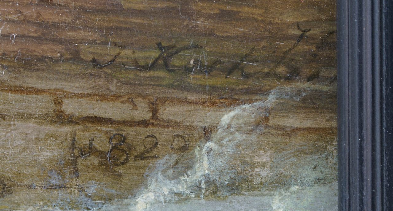 Johannes Koekkoek signaturen Laverende zeilschepen in de Zeeuwse wateren