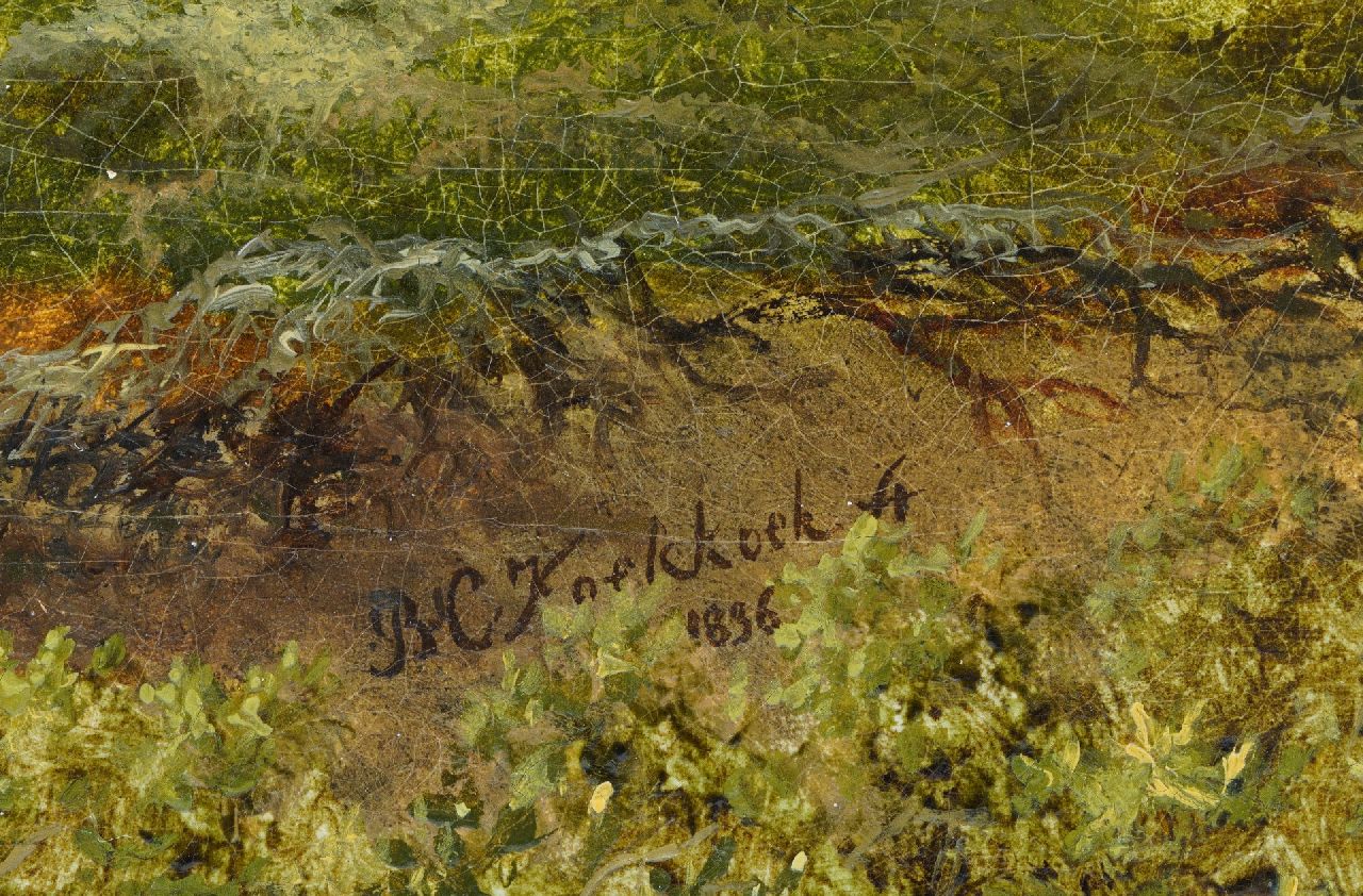 Barend Cornelis Koekkoek signaturen Panoramisch landschap met bleekveld en Haarlem in de verte