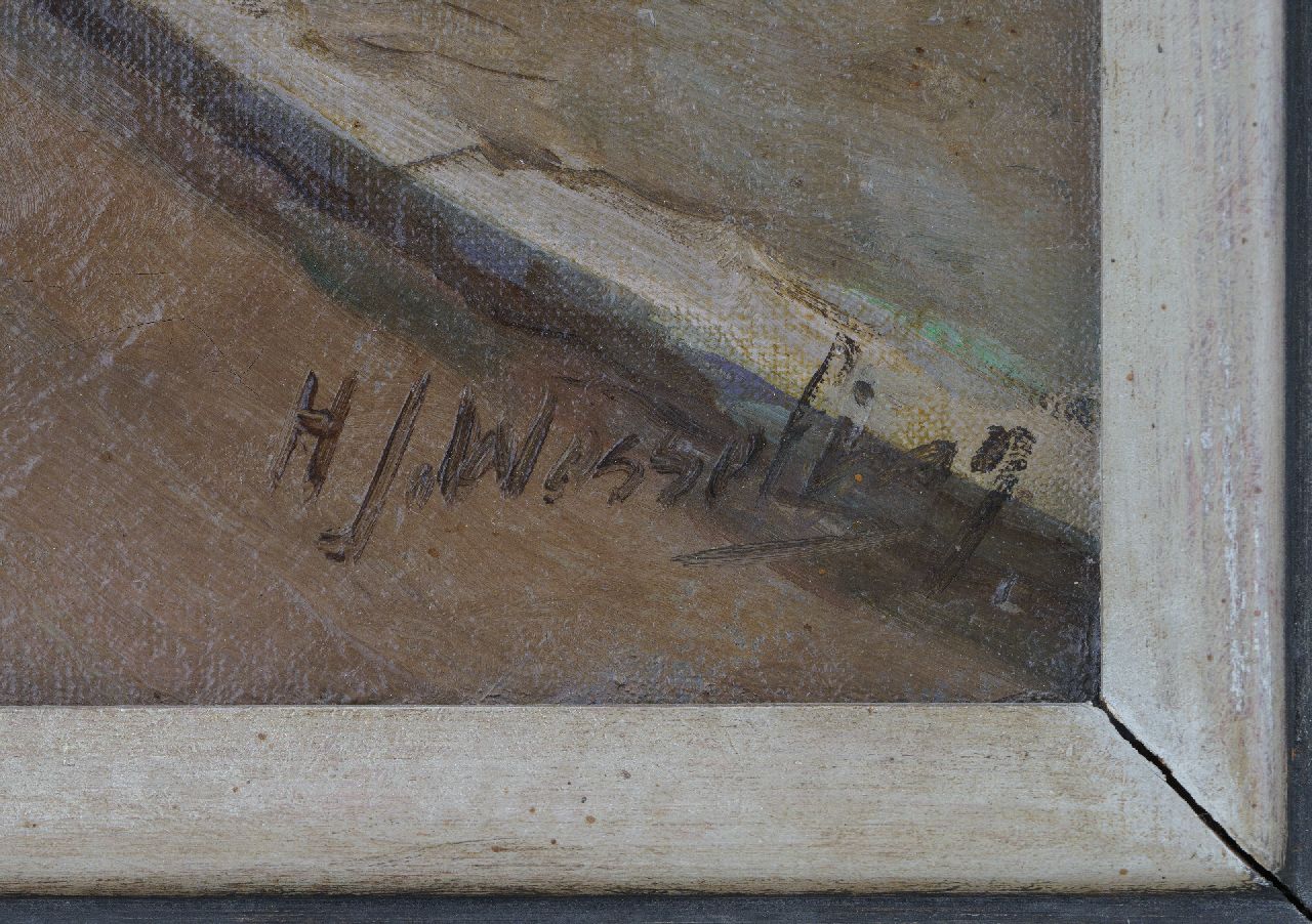 Hendrik Jan Wesseling signaturen Het Spaarne, gezien vanuit het atelier van de schilder in de Damstraat