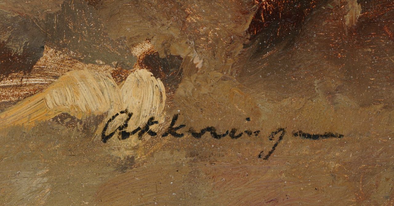 Johannes Evert Akkeringa signaturen Bloemen plukken in de duinen