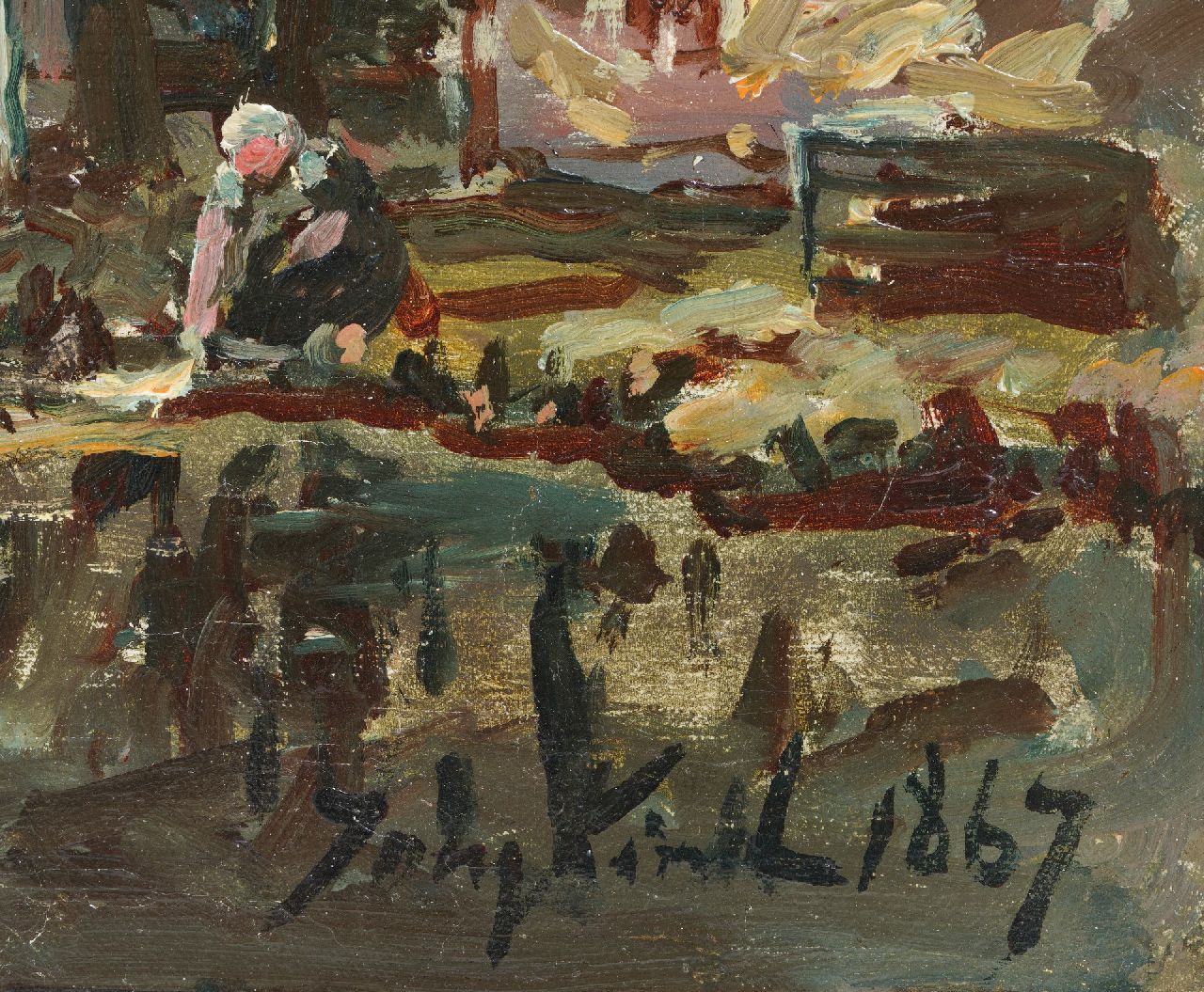 Johan Barthold Jongkind signaturen Maanverlicht rivierlandschap, Holland