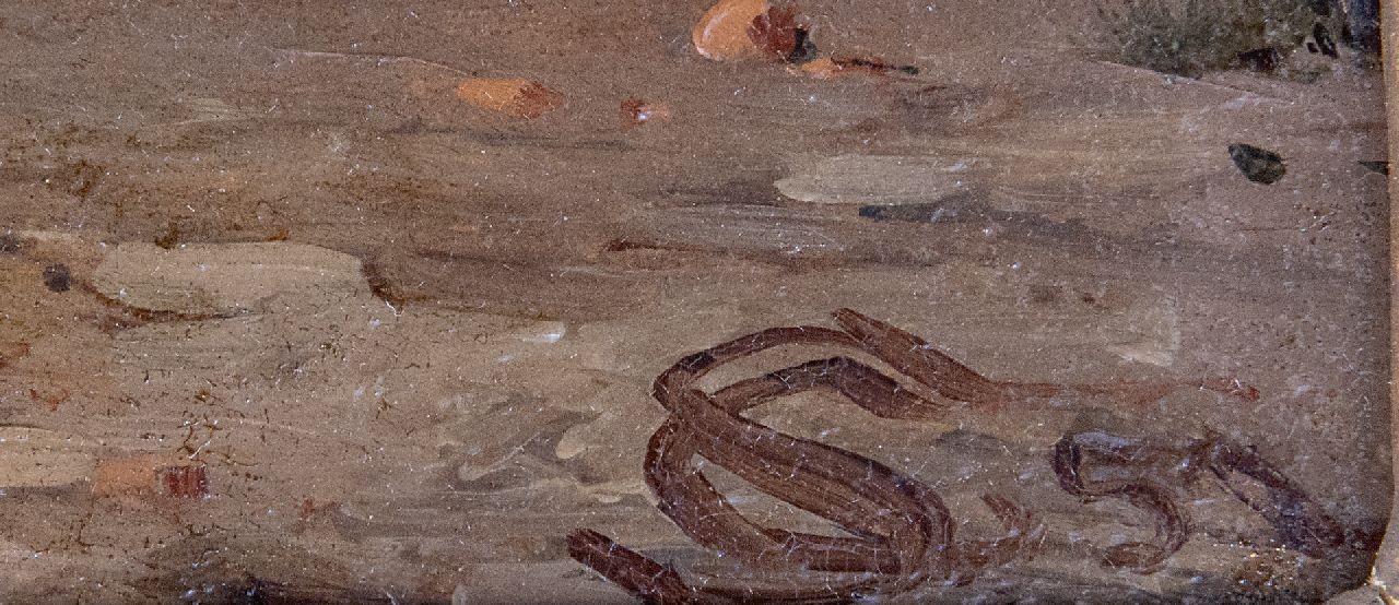 Cornelis Springer signaturen Hollands stadsgezicht met marktplein