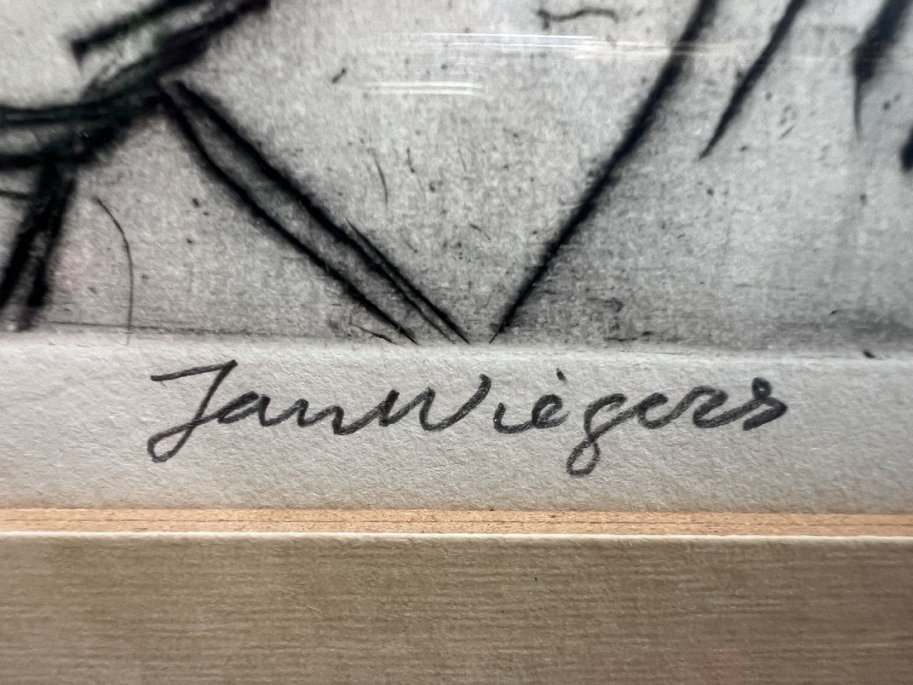 Jan Wiegers signaturen Portret van H.N. Werkman en Johan van Zweden