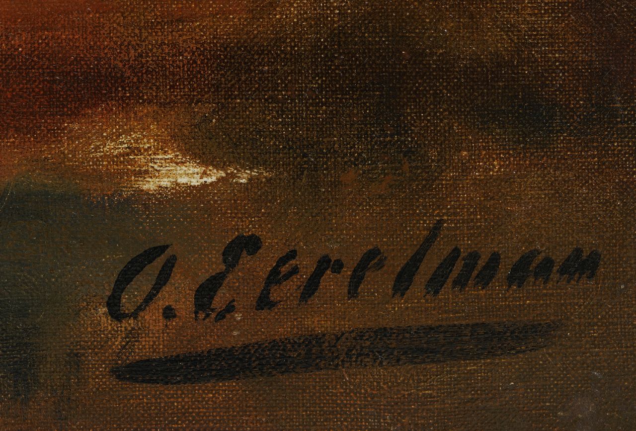 Otto Eerelman signaturen Waakzame moeder en haar jongen in een schuur