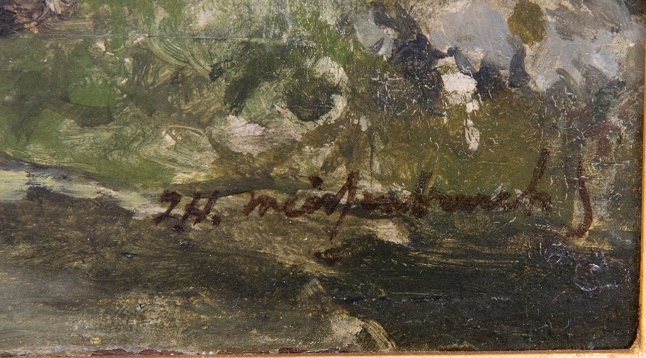 Jan Hendrik Weissenbruch signaturen Wasdag (mogelijk uitzicht vanaf de achterplaats van herberg 'Het Vliegende Paard', Nieuwkoop)