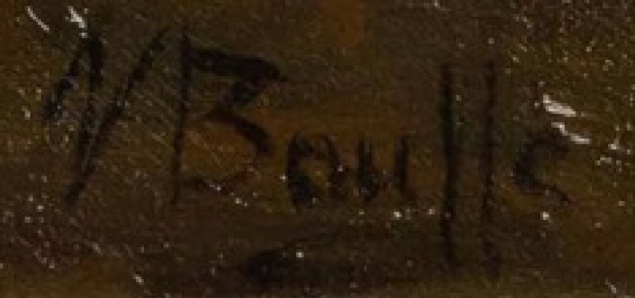 Victor Bauffe signaturen Punterende boer in weids landschap