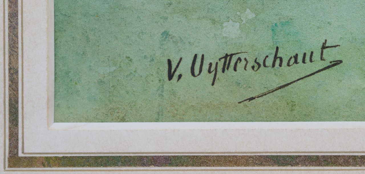 Victor Uytterschaut signaturen Molens in een Hollands polderlandschap
