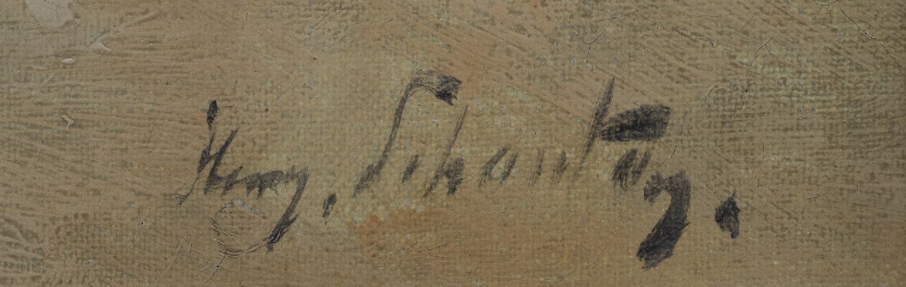 Henry Schouten signaturen Jager met honden in de duinen