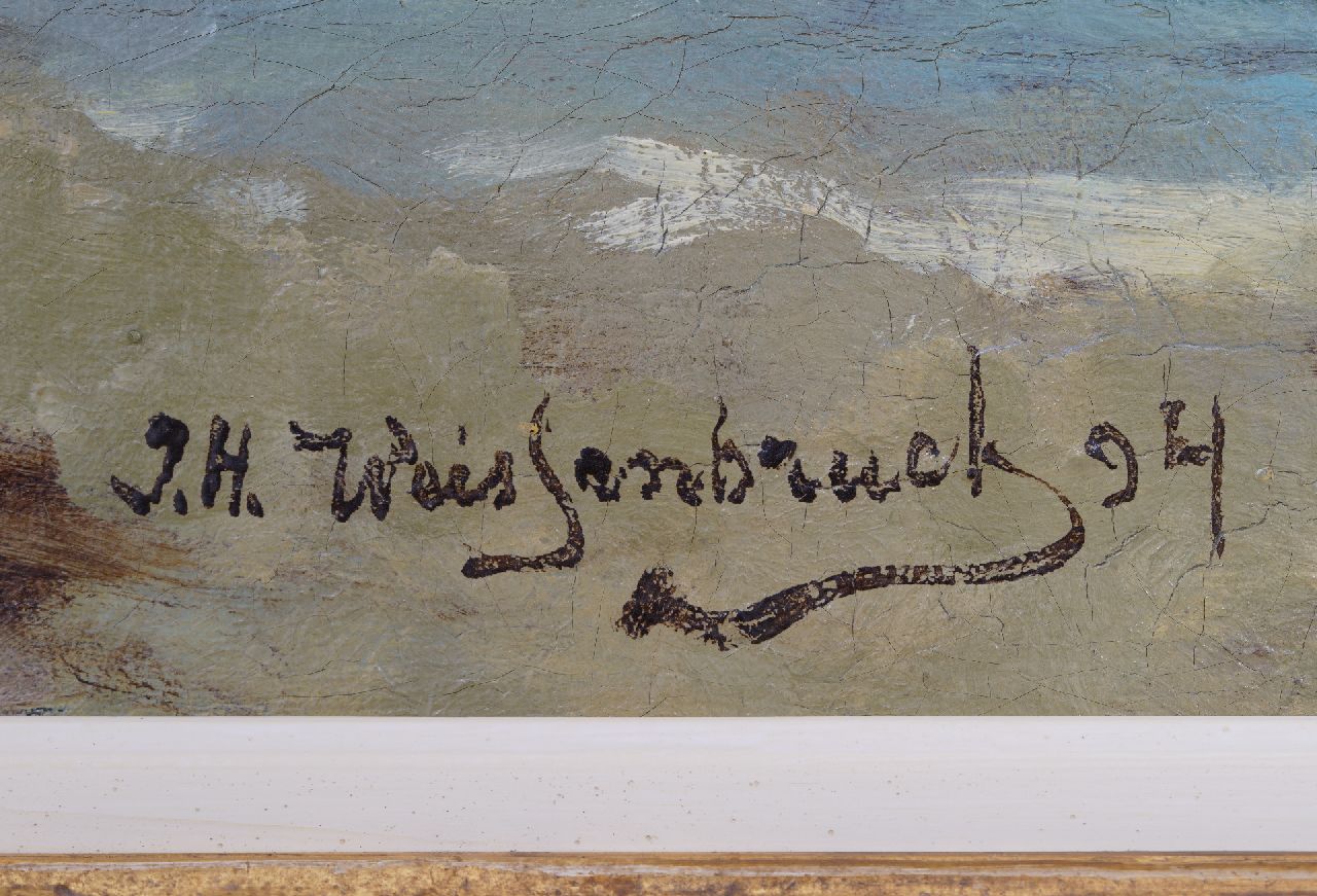 Jan Hendrik Weissenbruch signaturen Schelpenvissers op het Scheveningse strand
