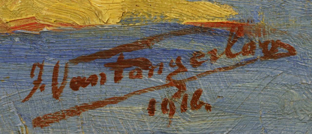 Frans van Tongerloo signaturen Gracht met bloemen en drie rietschelven