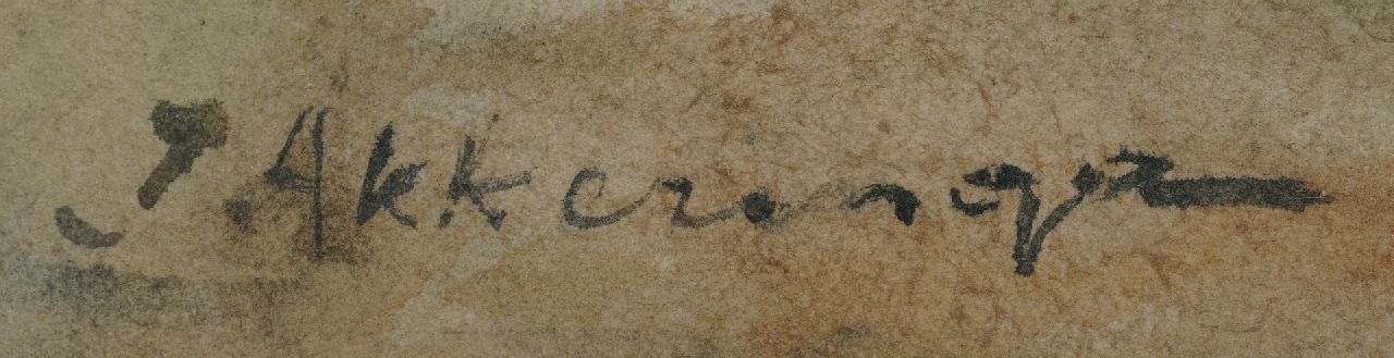 Johannes Evert Akkeringa signaturen Kippen op een erfje