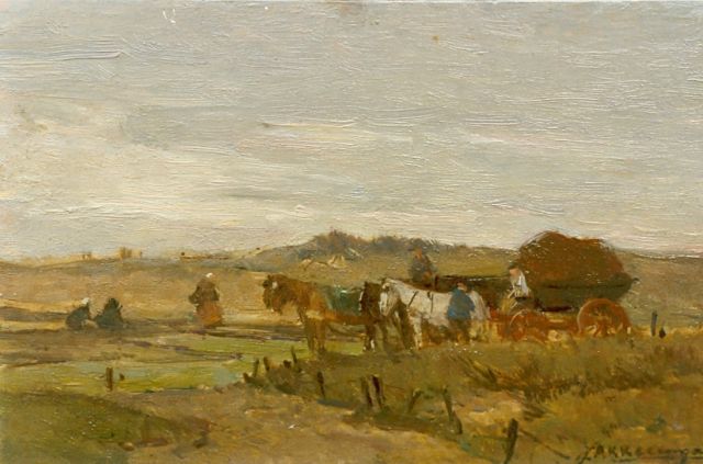 Johannes Evert Akkeringa | Achter de duinen, olieverf op paneel, 13,1 x 20,7 cm, gesigneerd r.o.