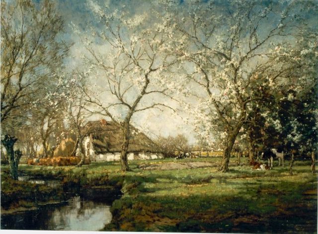 Arnold Gorter | Bloesemboomgaard, olieverf op doek, 96,8 x 131,8 cm, gesigneerd r.o.