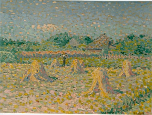 Arnout Colnot | Korenschoven op het veld, olieverf op doek, 48,3 x 62,0 cm, gesigneerd r.o.