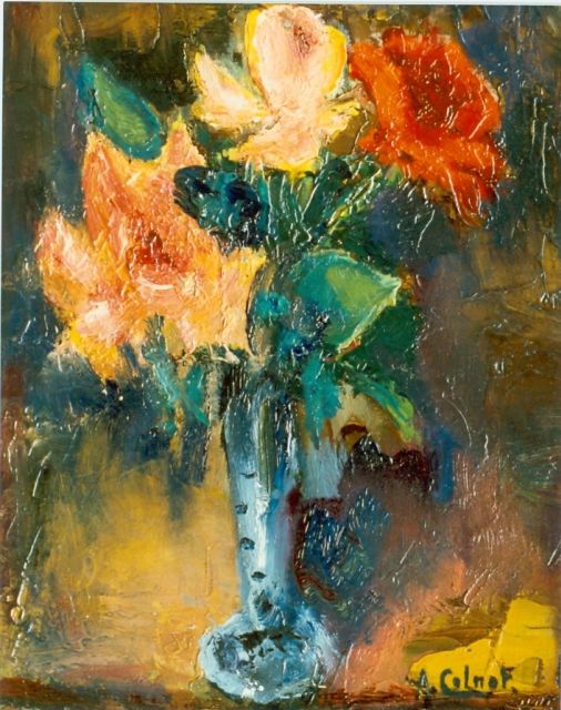 Arnout Colnot | Bloemstilleven, olieverf op doek op paneel, 33,2 x 27,1 cm, gesigneerd r.o.