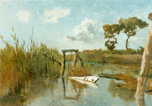 Constan Gabriel | Polderlandschap, olieverf op doek op paneel, 25,5 x 37,8 cm, gesigneerd l.o.