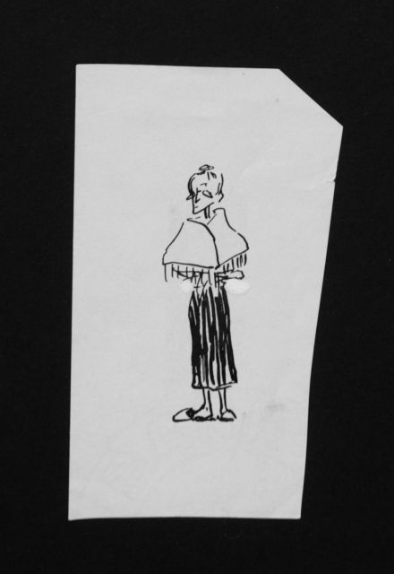 Prinses Beatrix van Oranje Nassau | Oude dame, potlood en Oost-Indische inkt op papier, 11,0 x 6,5 cm, te dateren augustus 1960
