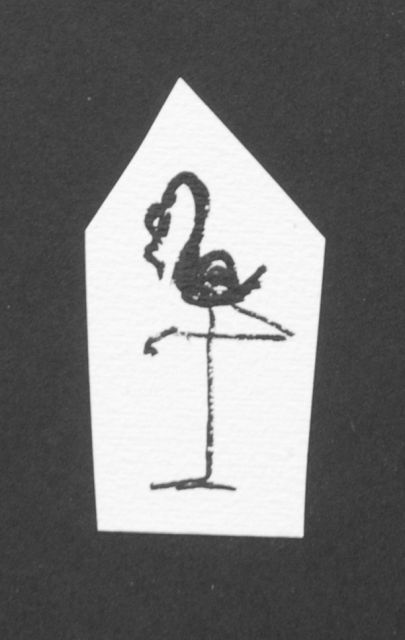 Prinses Beatrix van Oranje Nassau | Ooievaar, potlood en Oost-Indische inkt op papier, 7,0 x 3,8 cm, te dateren augustus 1960