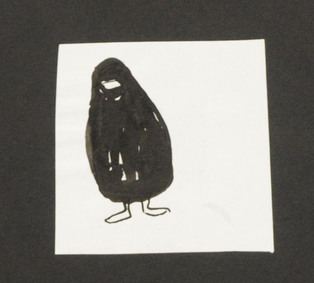 Prinses Beatrix van Oranje Nassau | Gesluierde vrouw, potlood en Oost-Indische inkt op papier, 5,8 x 6,0 cm, te dateren augustus 1960