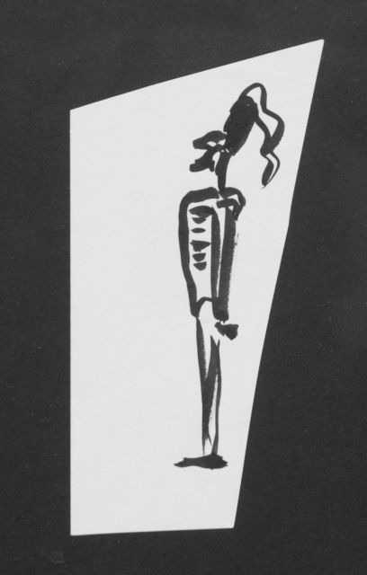 Prinses Beatrix van Oranje Nassau | Schildwacht, potlood en Oost-Indische inkt op papier, 12,3 x 6,0 cm, te dateren augustus 1960