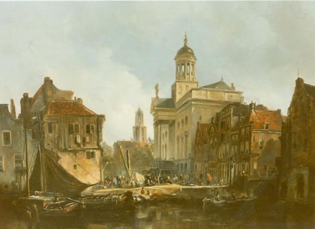 Johannes Bosboom | Gezicht op Utrecht, olieverf op paneel, 45,0 x 61,5 cm, gesigneerd l.o.