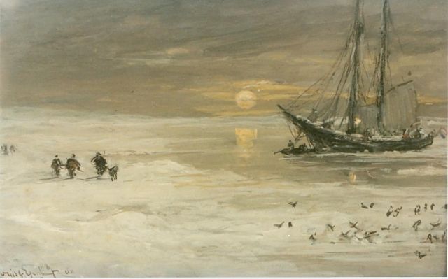 Louis Apol | Nova Zembla, gouache op papier, 15,5 x 24,5 cm, gesigneerd l.o. en gedateerd '82