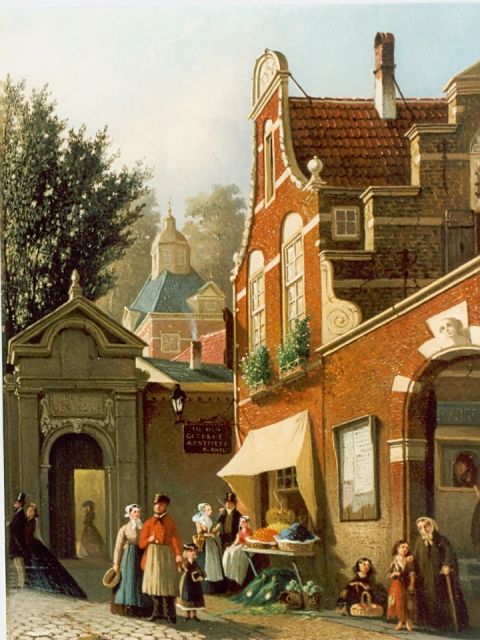 Joseph Bles | Bij de apotheek, olieverf op paneel, 28,8 x 23,0 cm, gesigneerd r.o.
