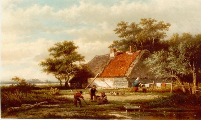 Georgius Heerebaart | Boerderij, olieverf op doek, 43,0 x 69,0 cm, gesigneerd r.o.