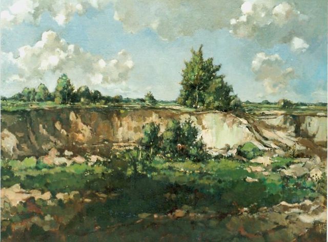 Dick Ket | Zandafgraving bij Ede, olieverf op doek, 48,0 x 60,0 cm, gesigneerd r.o. en gedateerd 1927