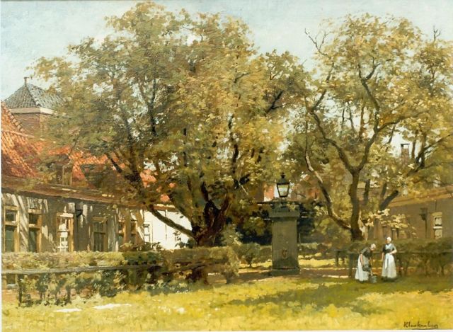 Karel Klinkenberg | Hofje, olieverf op doek, 43,5 x 58,5 cm, gesigneerd r.o.