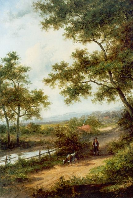 Jan Evert Morel I | Langs de bosrand, olieverf op paneel, 25,3 x 19,3 cm, gesigneerd l.o.